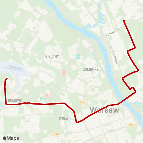 ZTM Warszawa Żerań FSO – Boernerowo map