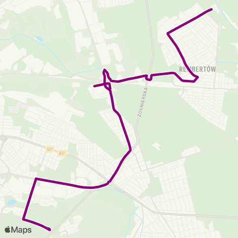 ZTM Warszawa Gocław – PKP Mokry Ług map