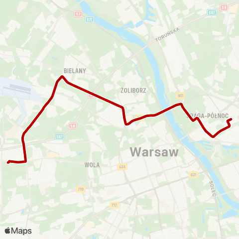 ZTM Warszawa Os. Górczewska – Dw. Wschodni (Kijowska) map