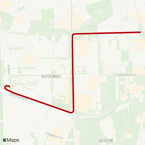 ZTM Warszawa Metro Wierzbno – PKP Służewiec map