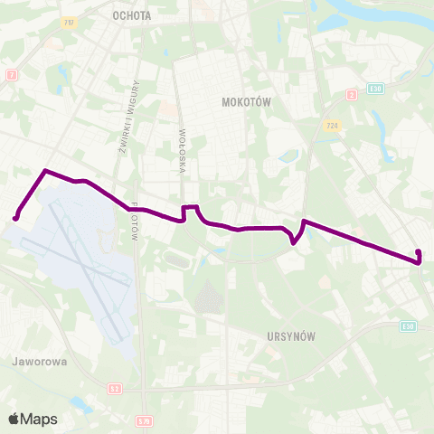 ZTM Warszawa Wilanów – P+R Al. Krakowska map