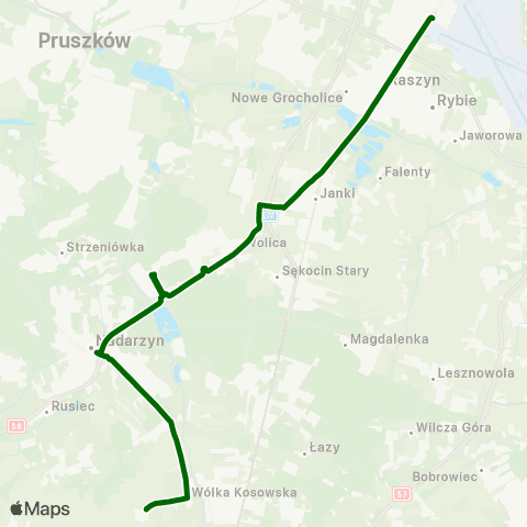 ZTM Warszawa Kosów – P+R Al. Krakowska map