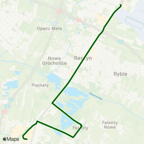 ZTM Warszawa Janki Pl. Szwedzki – P+R Al. Krakowska map