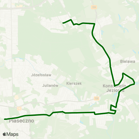 ZTM Warszawa Piaseczno Targowisko – Metro Kabaty map