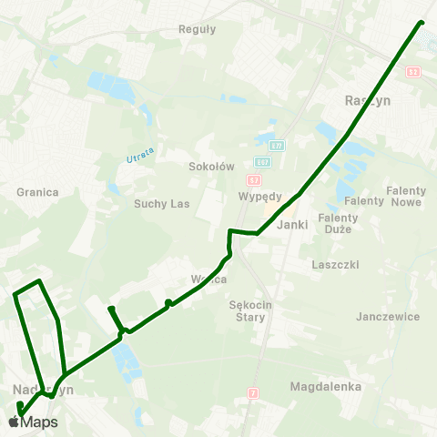 ZTM Warszawa P+R Nadarzyn – P+R Al. Krakowska map