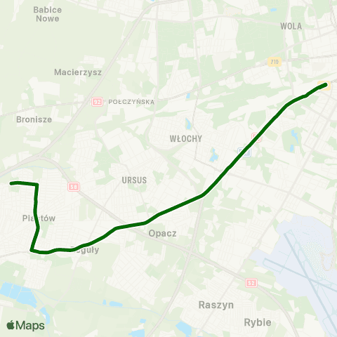 ZTM Warszawa Piastów Ogińskiego – Grzymały-Sokołowskiego map
