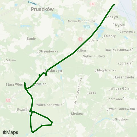 ZTM Warszawa Młochów – P+R Al. Krakowska map