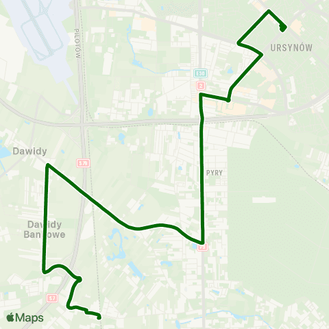 ZTM Warszawa PKP Jeziorki – Ursynów Płd. map