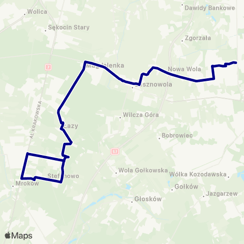 ZTM Warszawa Mysiadło – Antoninów Cm. Południowy - Brama Płd. map