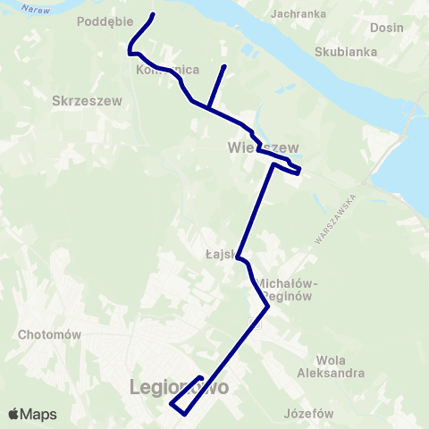 ZTM Warszawa PKP Legionowo – Wieliszew - Plaża map