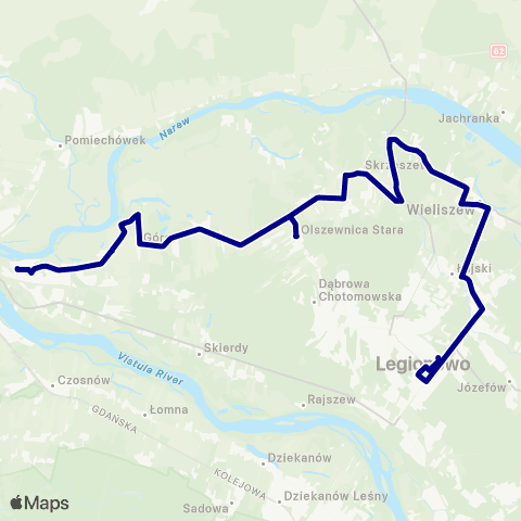 ZTM Warszawa PKP Legionowo – Nowy Dwór Mazowiecki Urząd Miasta map