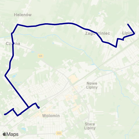 ZTM Warszawa Wołomin Szpital Powiatowy – Lipinki map