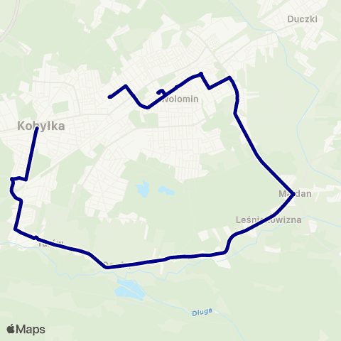 ZTM Warszawa Wołomin Szpital Powiatowy – Kobyłka Kościół map