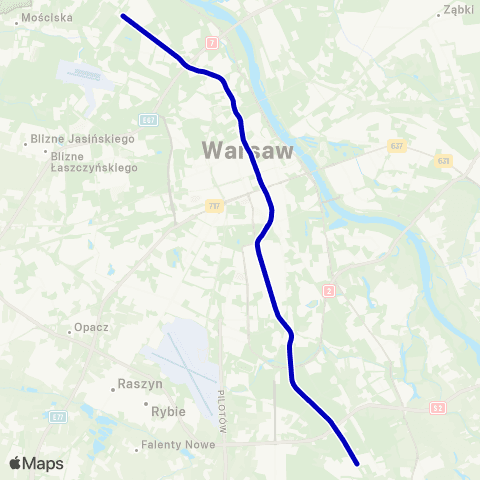 ZTM Warszawa Kabaty – Młociny map