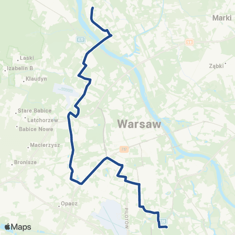 ZTM Warszawa Nowodwory – Ursynów Płn. map