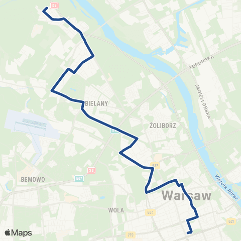 ZTM Warszawa Młociny - UKSW – Dw. Centralny map