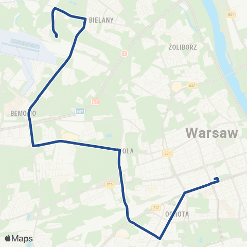 ZTM Warszawa Chomiczówka – Dw. Centralny map