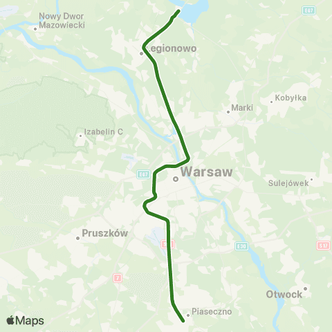 ZTM Warszawa Piaseczno – Zegrze Południowe map