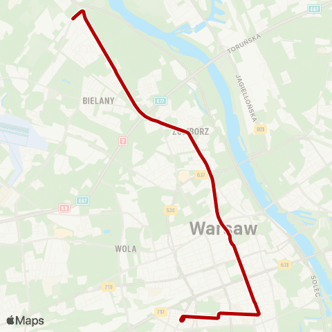 ZTM Warszawa Pl. Narutowicza – Metro Marymont map