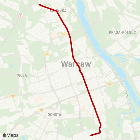 ZTM Warszawa Mokotów - Ratusz – Metro Marymont map