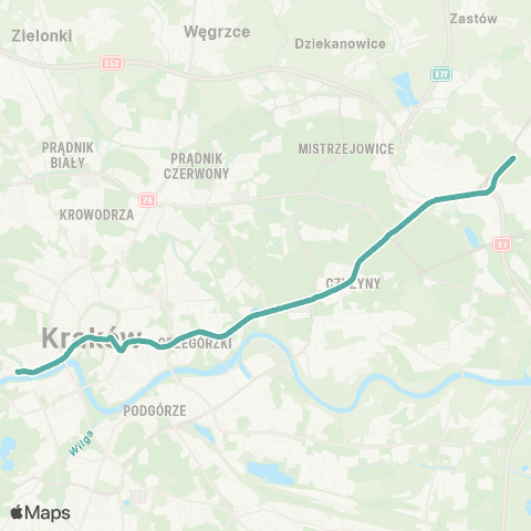 ZTP Kraków Salwator ↔ Wzgórza Krzesławickie map