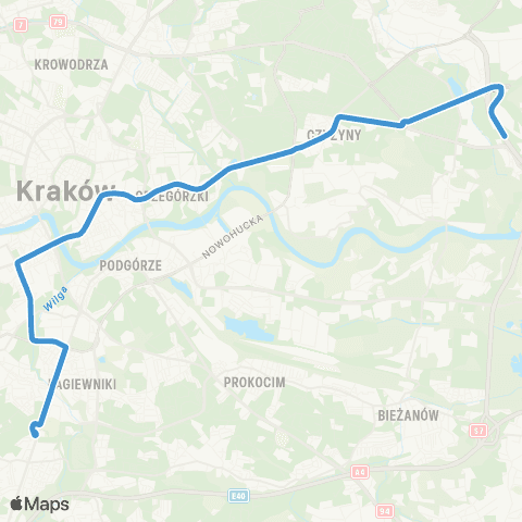 ZTP Kraków Borek Fałęcki ↔ Kopiec Wandy map