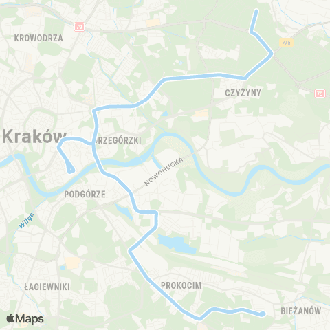ZTP Kraków Mistrzejowice ↔ Nowy Bieżanów P+R map
