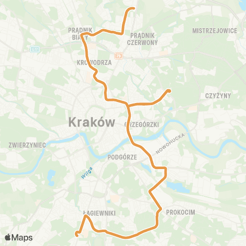 ZTP Kraków Górka Narodowa P+R ↔ Borek Fałęcki map