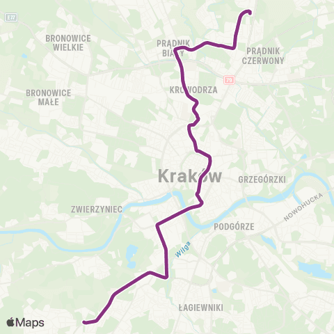 ZTP Kraków Czerwone Maki P+R ↔ Górka Narodowa P+R map