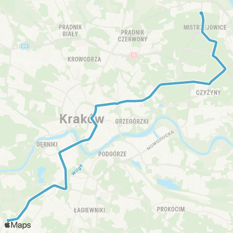 ZTP Kraków Czerwone Maki P+R ↔ Os. Piastów map