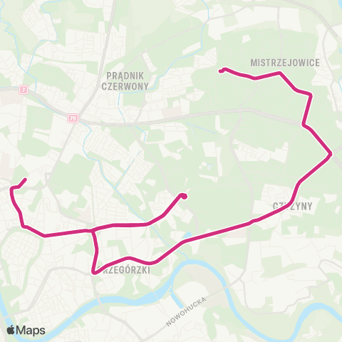 ZTP Kraków Bronowice ↔ Mistrzejowice map