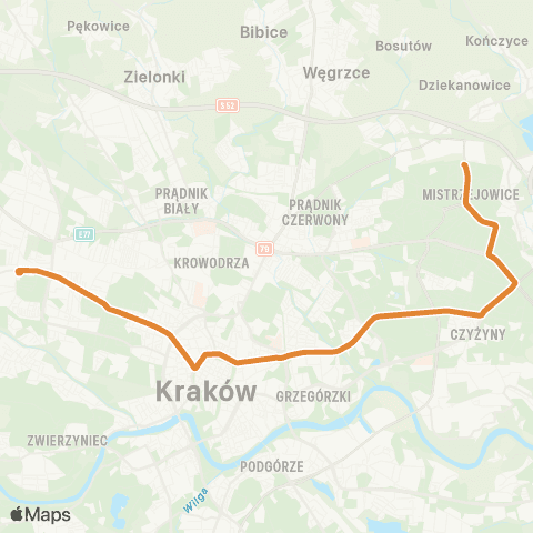 ZTP Kraków Bronowice Małe ↔ Os. Piastów map