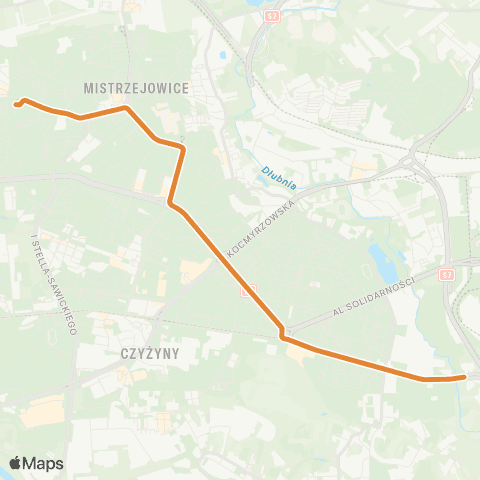ZTP Kraków Bardosa ↔ Mistrzejowice map