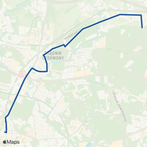 ZTP Kraków Dworzec Główny Zachód ↔ Os. Piastów map