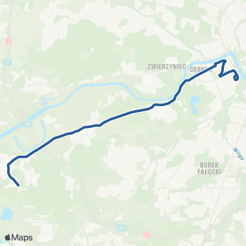 ZTP Kraków Os. Podwawelskie ↔ Tyniec Kamieniołom map
