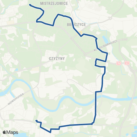 ZTP Kraków Mały Płaszów P+R ↔ Mistrzejowice map
