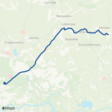 ZTP Kraków Czyżyny Dworzec ↔ Czulice Kościół map