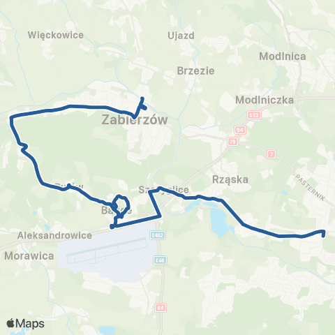 ZTP Kraków Bronowice Małe ↔ Zabierzów Młyn map
