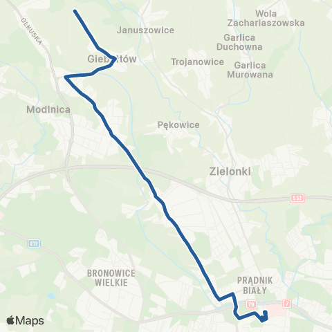 ZTP Kraków Krowodrza Górka P+R ↔ Giebułtów Morgi map