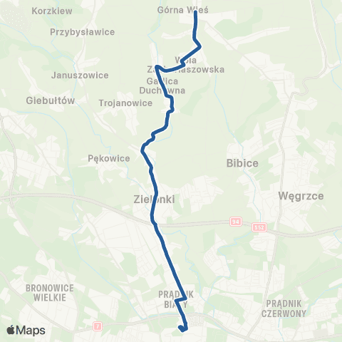 ZTP Kraków Krowodrza Górka P+R ↔ Górna Wieś Pętla map