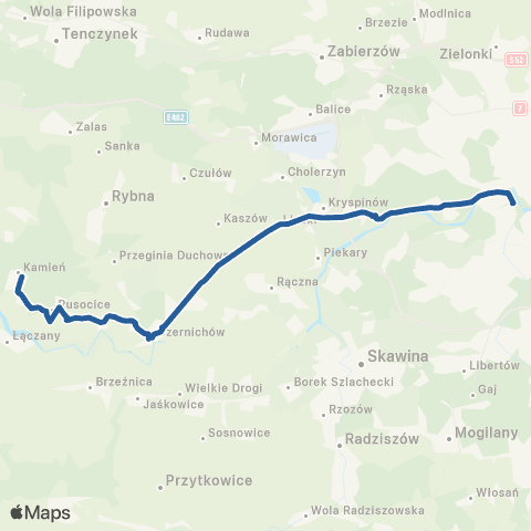 ZTP Kraków Salwator ↔ Kamień Szkoła map