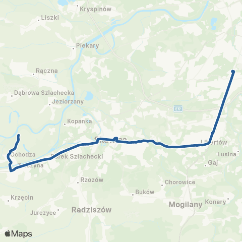ZTP Kraków Borek Fałęcki ↔ Ochodza Odwiśle map