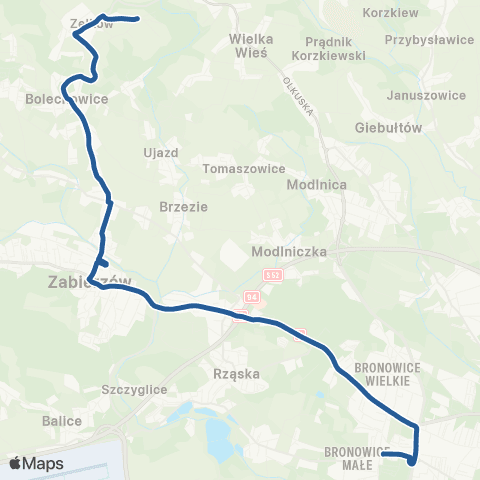 ZTP Kraków Bronowice Małe ↔ Zelków Pętla map