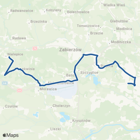 ZTP Kraków Bronowice Małe ↔ Nielepice Pętla map