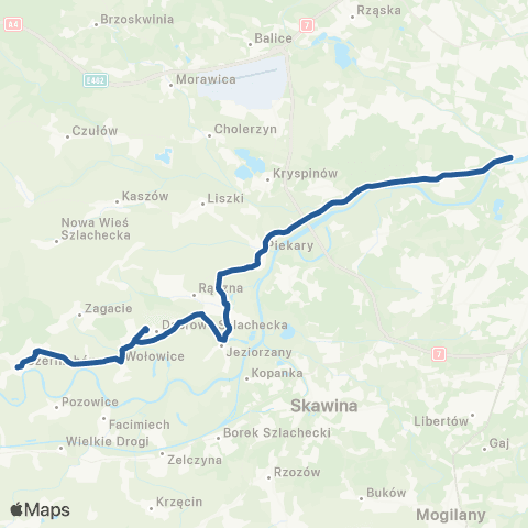 ZTP Kraków Salwator ↔ Czernichów Rynek map