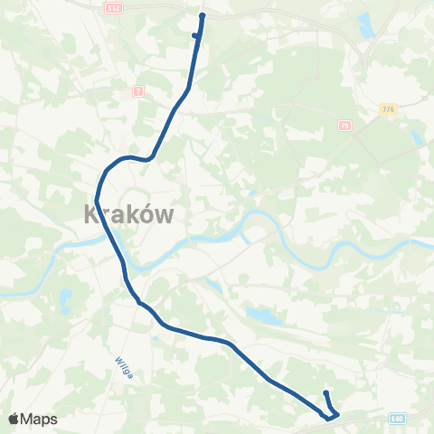 ZTP Kraków Nowy Bieżanów Południe ↔ Górka Narodowa P+R map