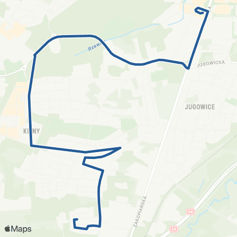 ZTP Kraków Borek Fałęcki ↔ Kliny Poranne map
