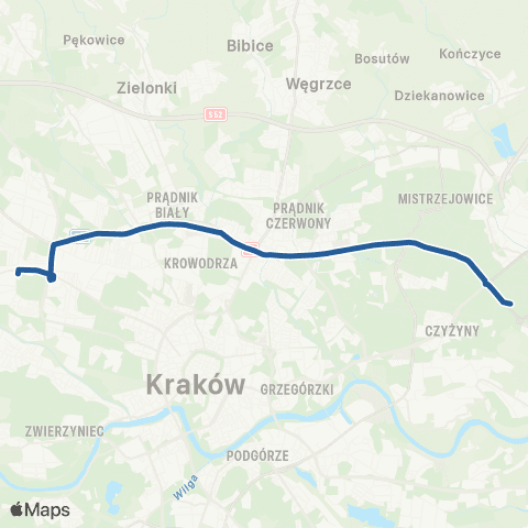 ZTP Kraków Bronowice Małe ↔ Aleja Przyjaźni map