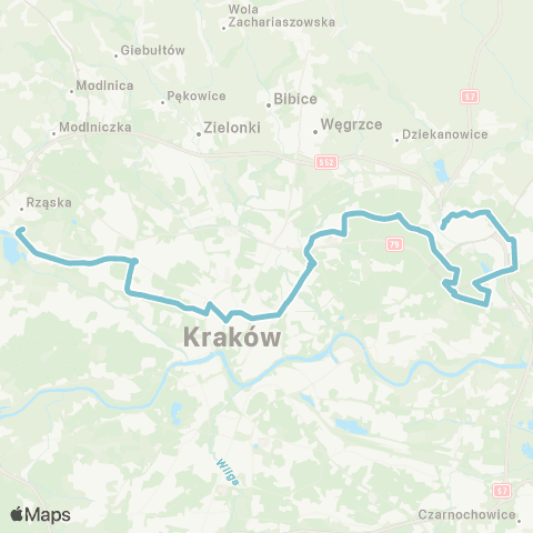 ZTP Kraków Zajezdnia Nowa Huta ↔ Mydlniki Wapiennik P+R map