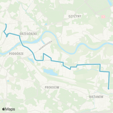ZTP Kraków Złocień ↔ Teatr Słowackiego map